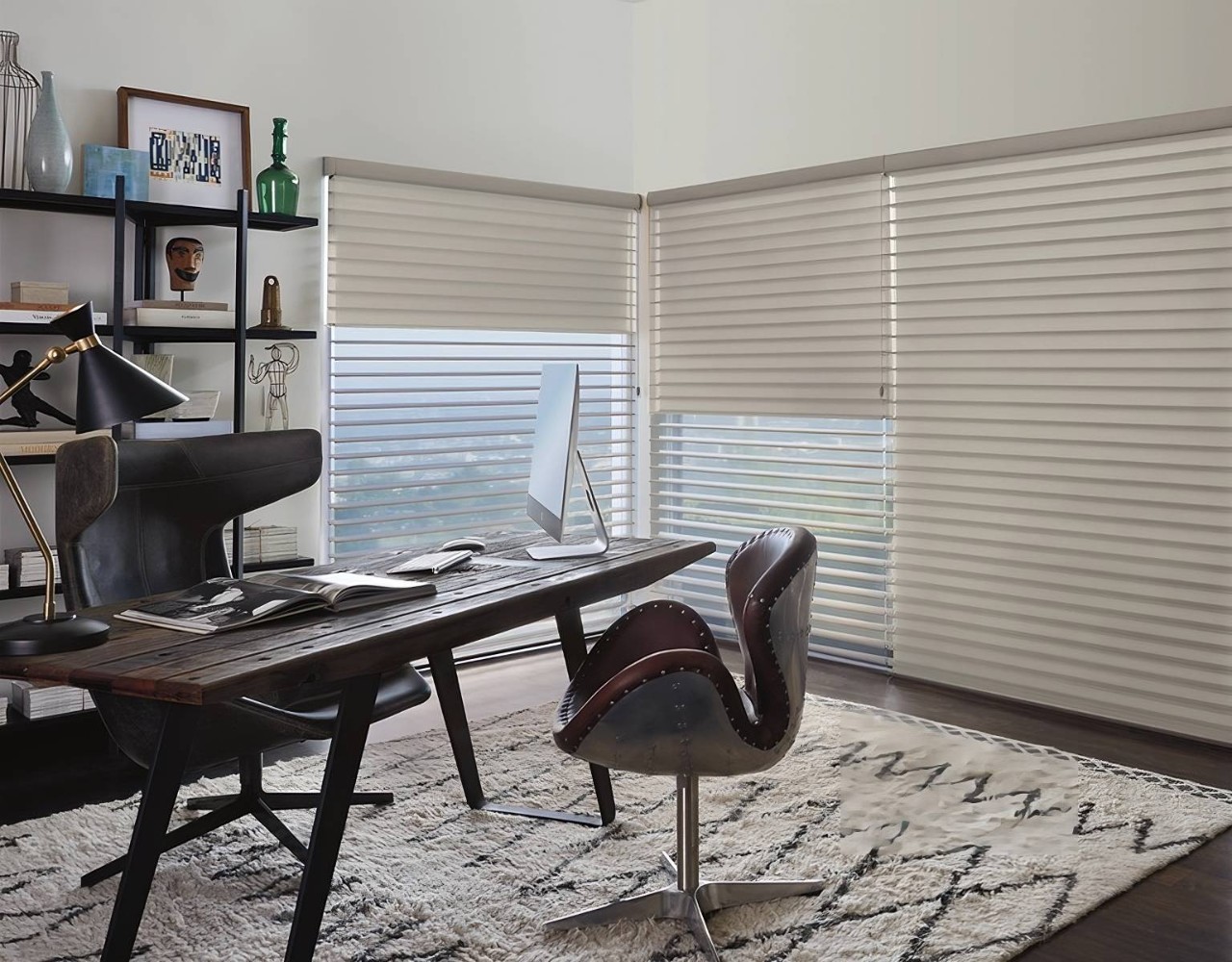 Hunter Douglas Silhouette® Sheer Shades installed in an upscale home office near Staten Island, NY